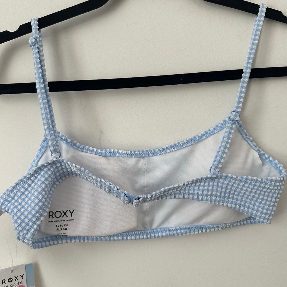 Roxy Women's Gingham Bralette Bikini Tops Small Bel Air Blue Minivich NWT - Picture 4 of 5